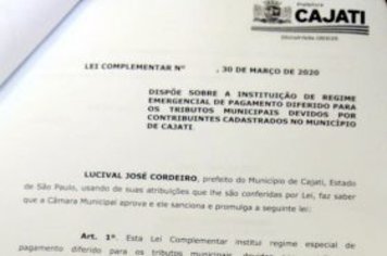 Prefeito de Cajati solicita prorrogação do pagamento de IPTU e taxa de funcionamento à Câmara Municipal
