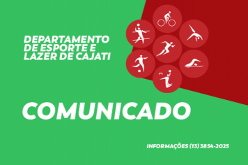 Departamento de Esportes de Cajati comunica a suspensão de todas as suas atividades 