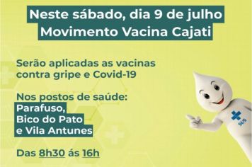 Participe do Movimento Vacina Cajati no próximo sábado, 9 de julho