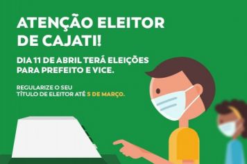Cajati terá eleição suplementar para prefeito e vice no dia 11 de abril de 2021 