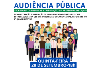 Audiência Pública acontecerá nesta quinta-feira, dia 28 de setembro em Cajati