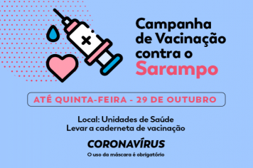 Campanha de Vacinação contra o sarampo segue até esta quinta-feira em Cajati