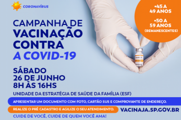 Prefeitura de Cajati realiza Campanha de vacinação contra a Covid-19 neste sábado, 26 de junho