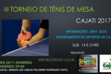 III TORNEIO DE TÊNIS DE MESA – CAJATI 2017