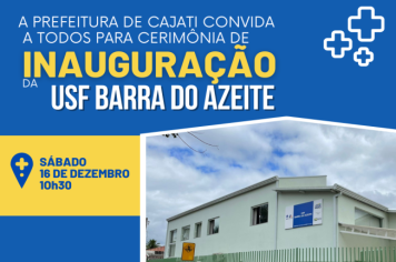 Unidade de Saúde da Barra do Azeite será inaugurado no próximo sábado (16/12)