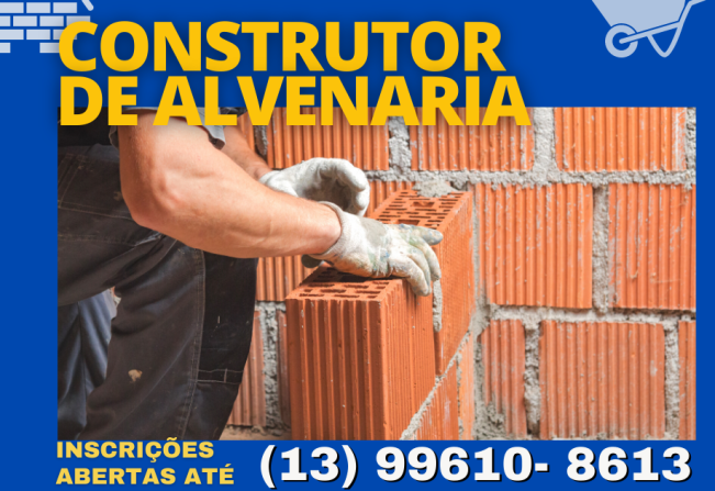 Prefeitura de Cajati oferece curso gratuito de pedreiro