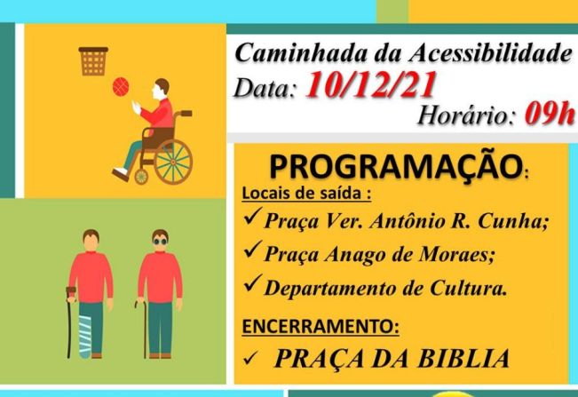 Cajati realiza a Caminhada da Acessibilidade no dia 10 de dezembro; Participe!