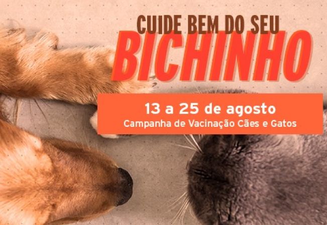 Campanha de Vacinação para Cães e Gatos segue até 25 de agosto