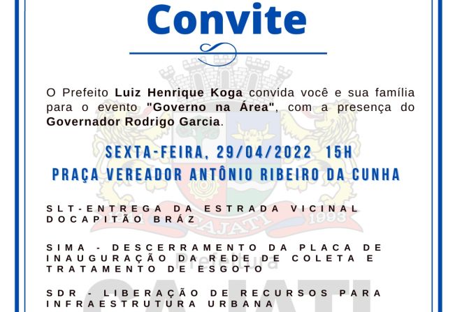 Rodrigo Garcia visitará Cajati na tarde desta sexta-feira, 29 de abril