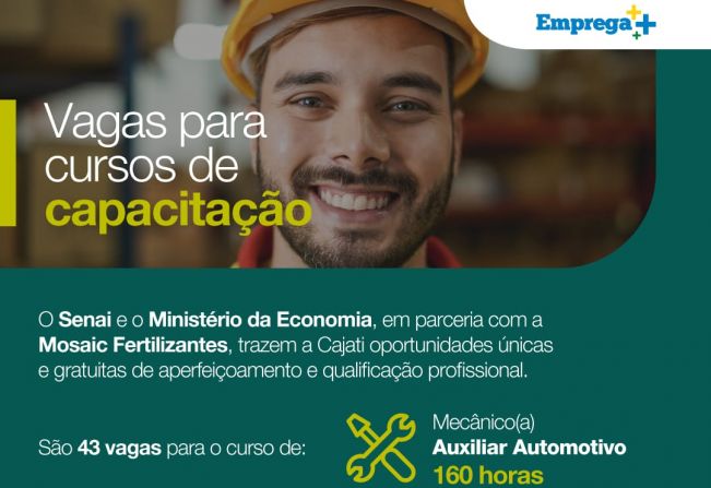 Programa Emprega Mais disponibiliza 43 vagas para curso de profissionalização em Cajati