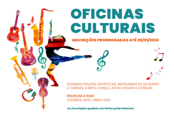 Inscrições para as Oficinas Culturais 2022 foram prorrogadas para até 28 de Janeiro
