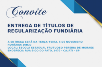 Prefeitura realiza evento para a entrega de mais de 100 títulos de legitimação fundiária na próxima terça-feira