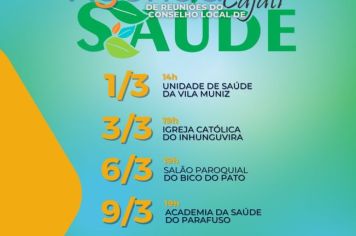 Agenda de reuniões do Conselho de Saúde de Cajati
