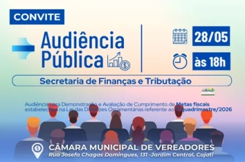 Secretaria de Finanças e Tributação realiza Audiência Pública de metas fiscais do 1º quadrimestre nesta quinta-feira (28/5)