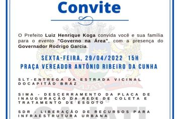 Rodrigo Garcia visitará Cajati na tarde desta sexta-feira, 29 de abril