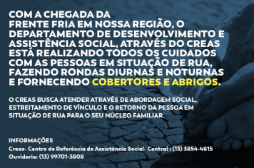 Pessoas em situação de rua são monitorados pelo departamento social de Cajati
