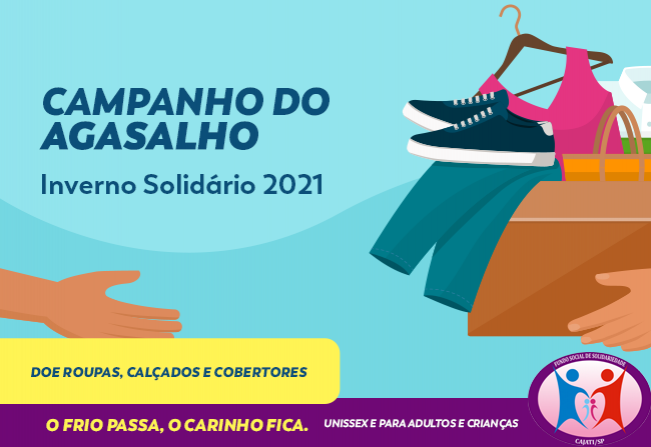 Campanha do agasalho- Inverno Solidário 2021 começa nesta quinta-feira, 1º de julho em Cajati