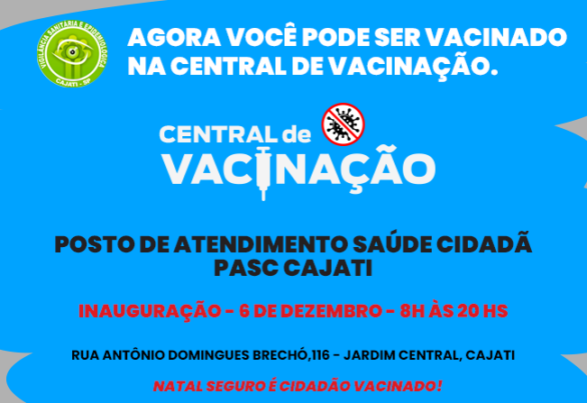 Central de Vacinação em Cajati será inaugurada na próxima segunda-feira, 6 de dezembro