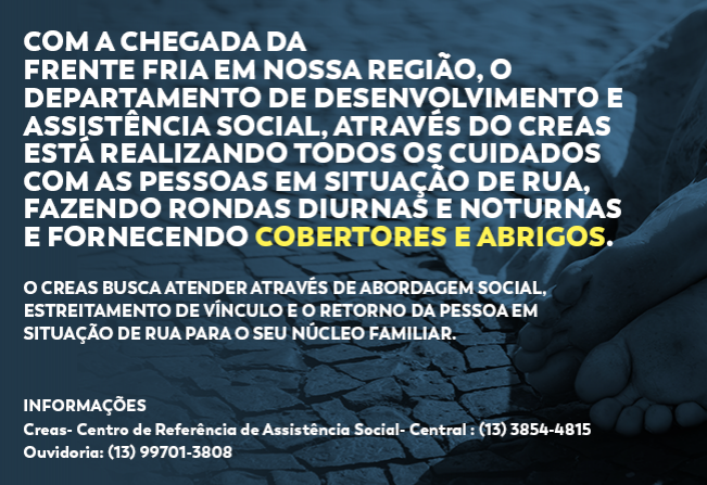 Pessoas em situação de rua são monitorados pelo departamento social de Cajati