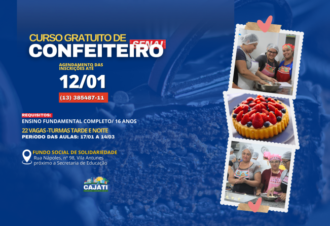 Prefeitura de Cajati realiza Curso Gratuito de Confeitaria do Senai