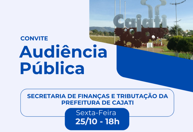Audiência Pública acontecerá nesta sexta-feira, dia 25 de outubro em Cajati