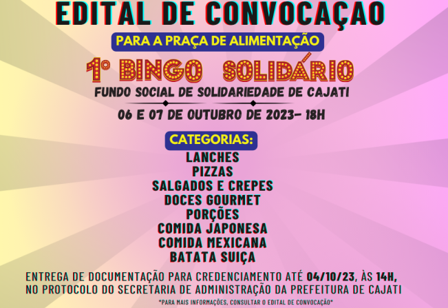 Prazo para entrega da documentação para o credenciamento da Praça de Alimentação se encerra nesta quarta-feira, (4/10)