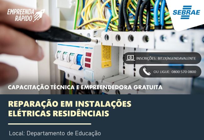 Estão abertas as inscrições para o curso gratuito de Reparação em Instalações Elétricas Residenciais em Cajati
